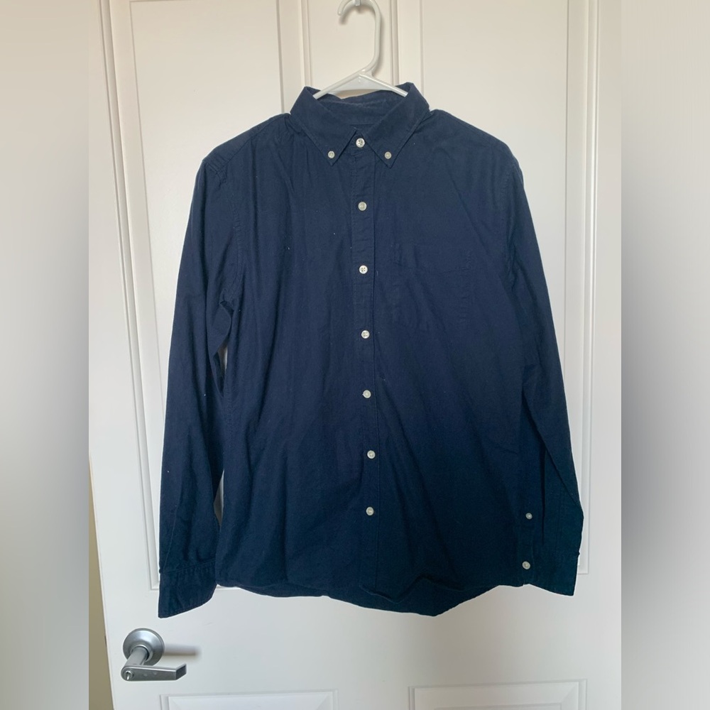 Gap Mens Standard Fit Blue Long Sleeve Button down Shirt Size Small